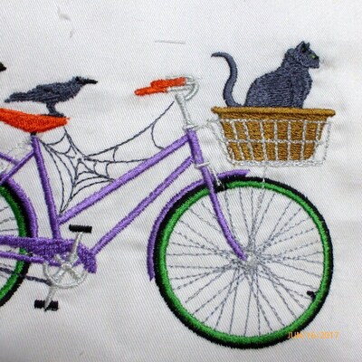 Halloween Pillow cover, Embroidered bicycle pillow, seasonal pillow covers - image2